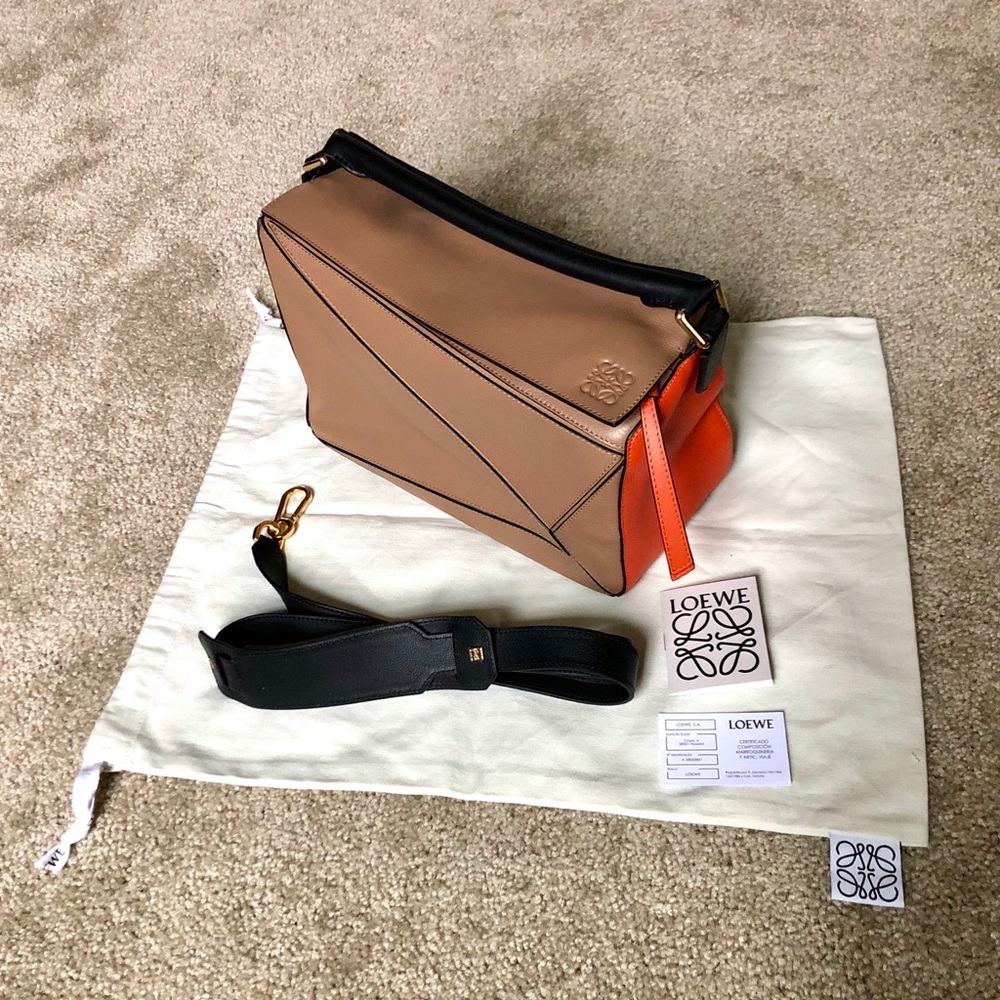 Authentic Loewe Puzzle Colorblock Calfskin bag